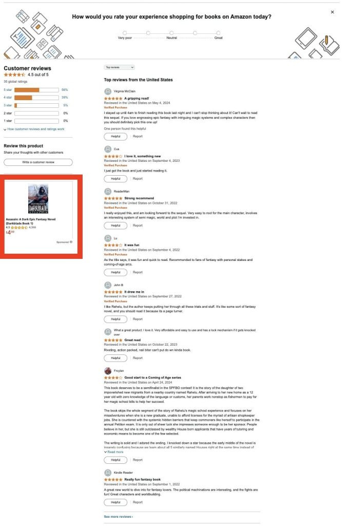 Screenshot of Amazon product page for Petition with ads highlighted