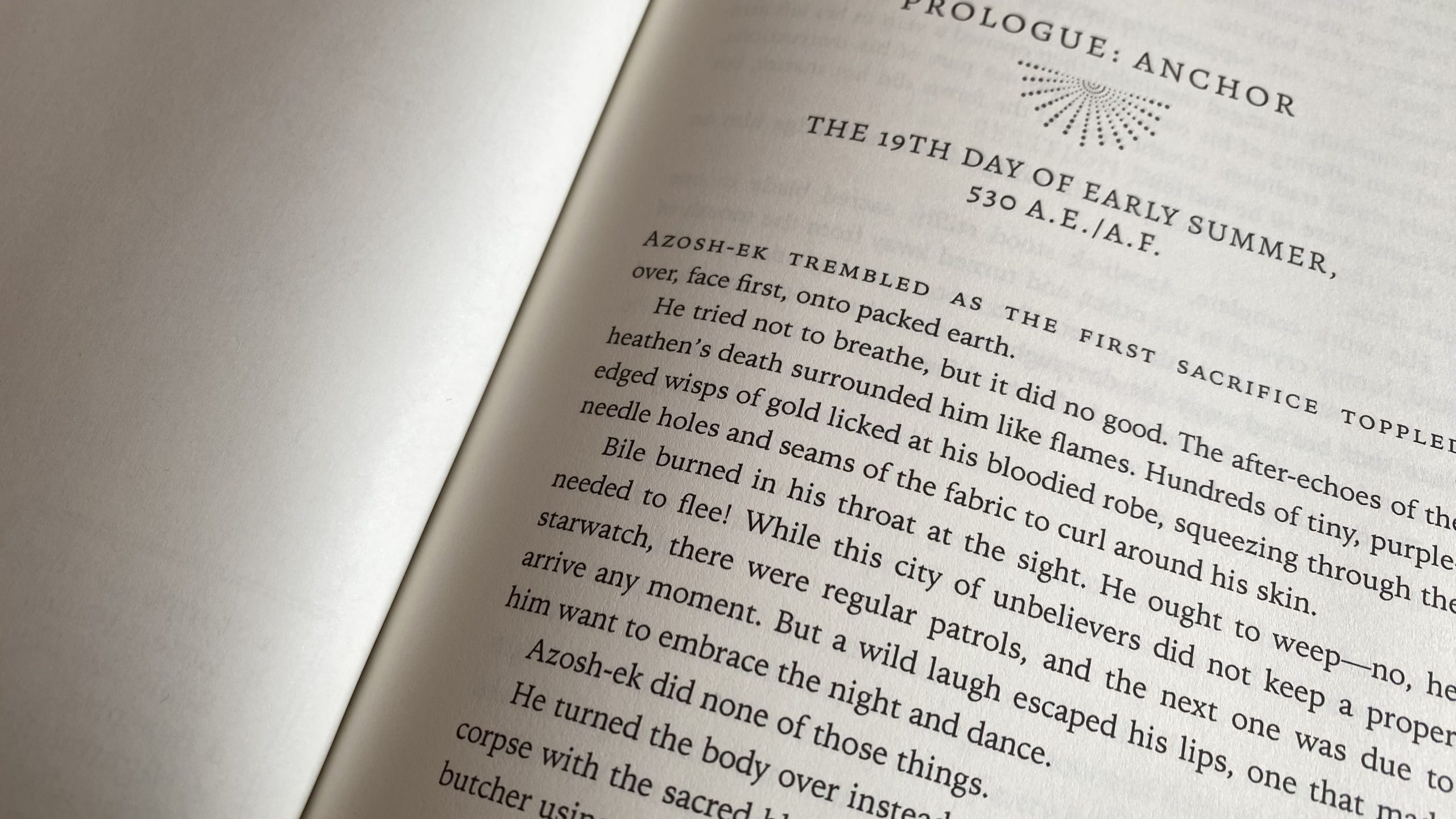Close up photo of the first page of Petition by Delilah Waan, showing the first lines of the prologue