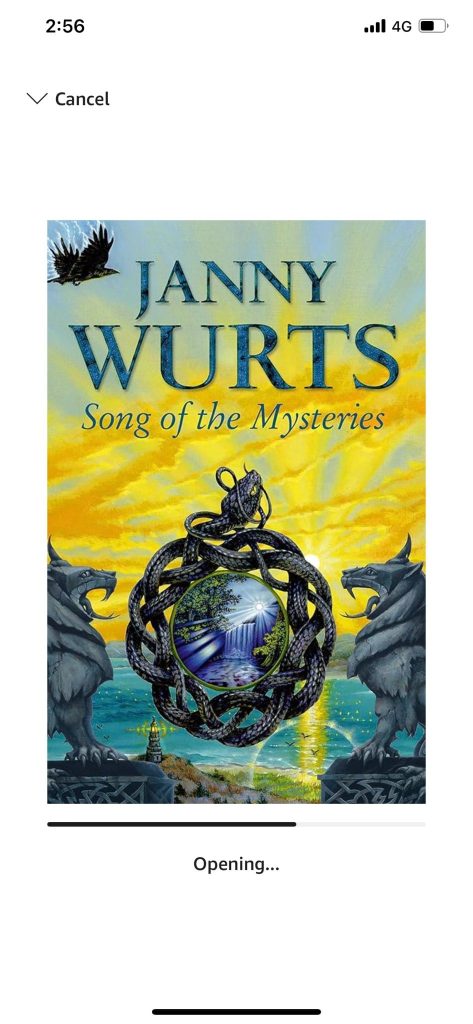 Screenshot of Kindle app opening Song of the Mysteries by Janny Wurts