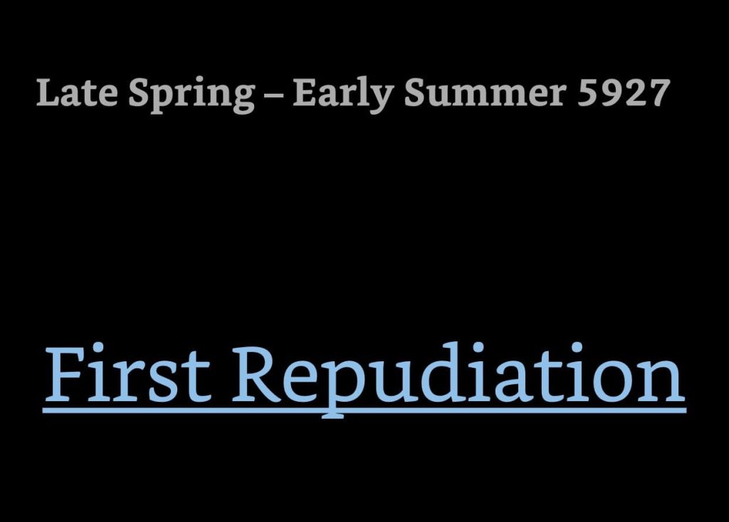 Kindle screenshot. Text reads:
Late Spring - Early Summer 5927
First Repudiation