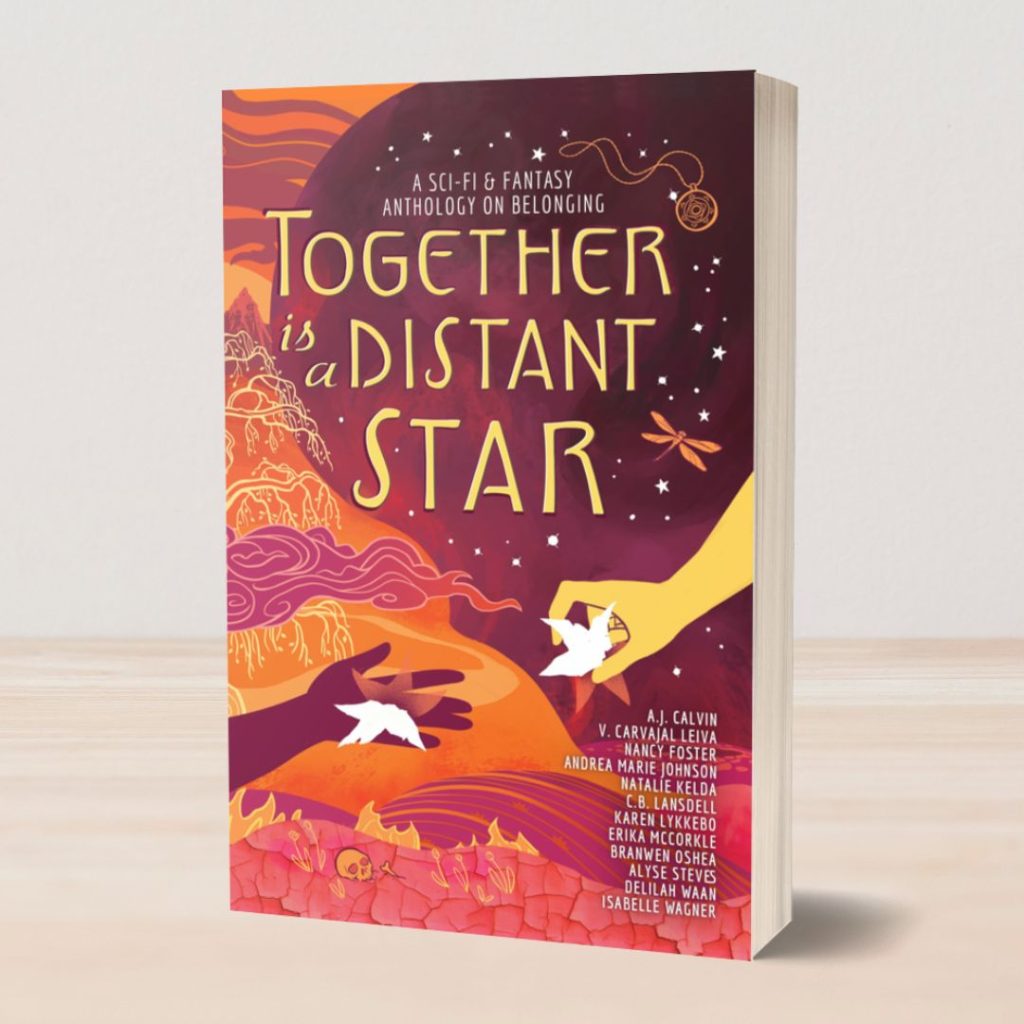 3D mockup of the paperback edition of TOGETHER IS A DISTANT STAR